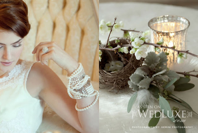 My Epiphany's Wedluxe Magazine Editorial showcasing freshwater pearl bracelets